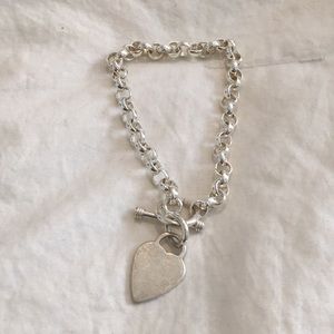 Sterling Silver Heart Toggle Bracelet